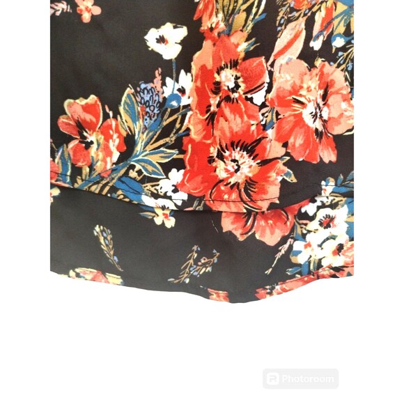 Top Size XXL Zip Back Dolman Sleeve Tunic Blouse Peach Blue Floral Autumn Winter - Picture 4 of 11